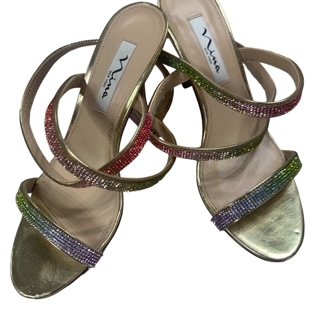 Nina Strappy Sandals with Rhinestones 8M